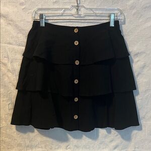 Hem & Thread Button Down Tiered Mini Skirt, Size M
